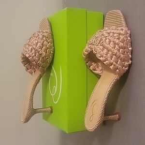 Sam Edelman Paisley Ecru Ribbon Kitten Heel Mule  US 11